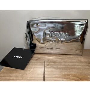 DKNY 24/7 Metallic Silver Cosmetic Pouch